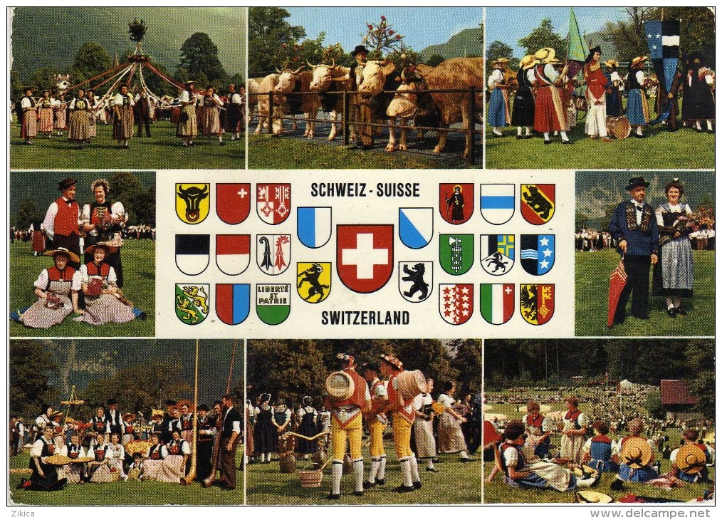 Switzerland Postmark Motive Plane 1972.Postmark - Folklore Costumes And Heraldry,nice Stamp - Neufs