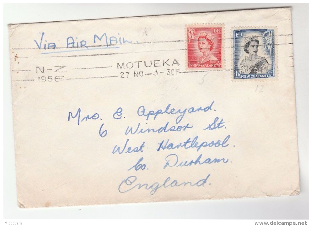 1956 Air Mail Motueka NEW ZEALAND COVER Stamps  1/6  3d To GB - Covers & Documents