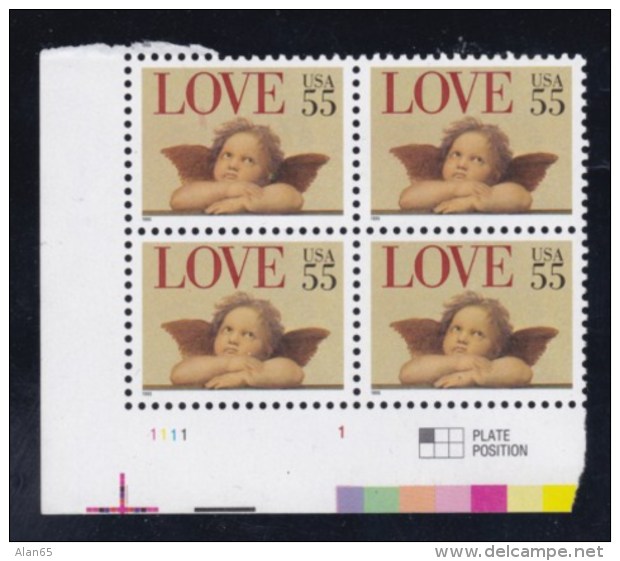 United States #2953, 55-cents 'Love' Issue, Plate # Block Of 4 - Numéros De Planches