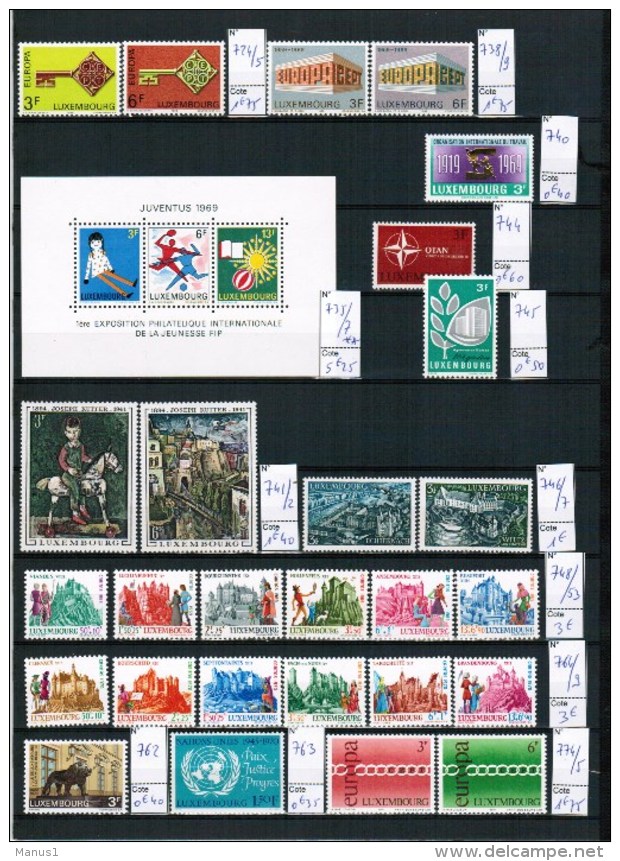 A2-20 - Luxembourg - Collection De 236 Timbres Et 2 BF */** - Collections