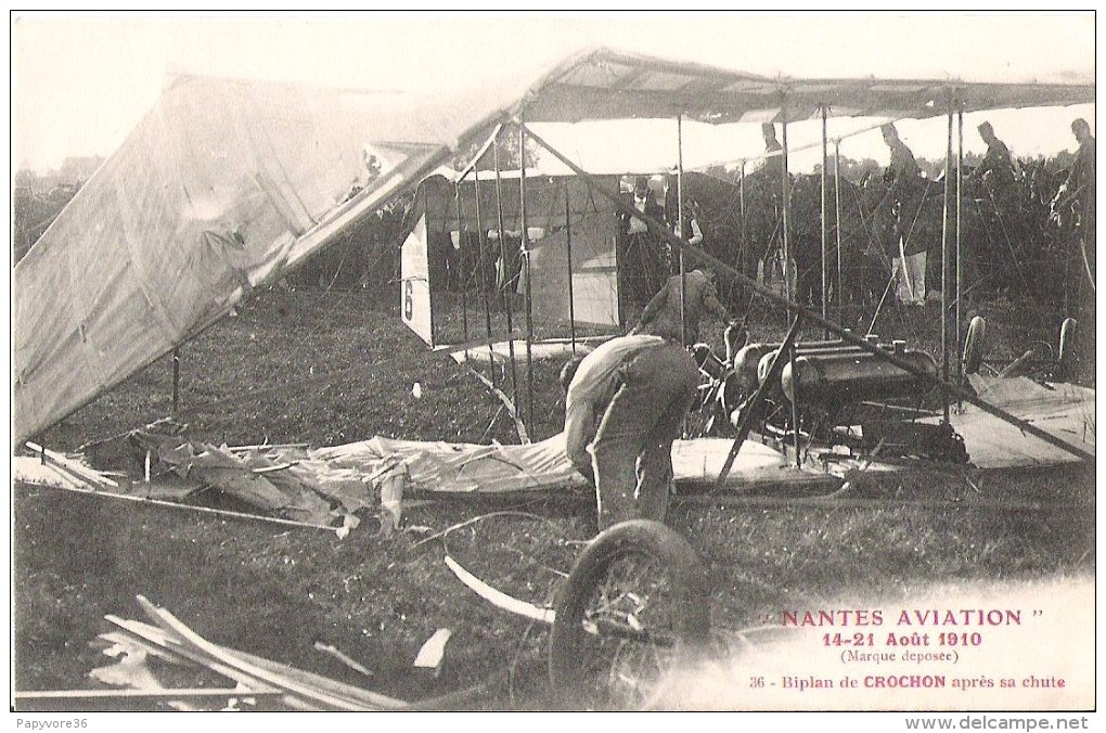 Nantes Aviation - Biplan De CROCHON Après Sa Chute - 14 Au 21 Août 1910 - Accidents