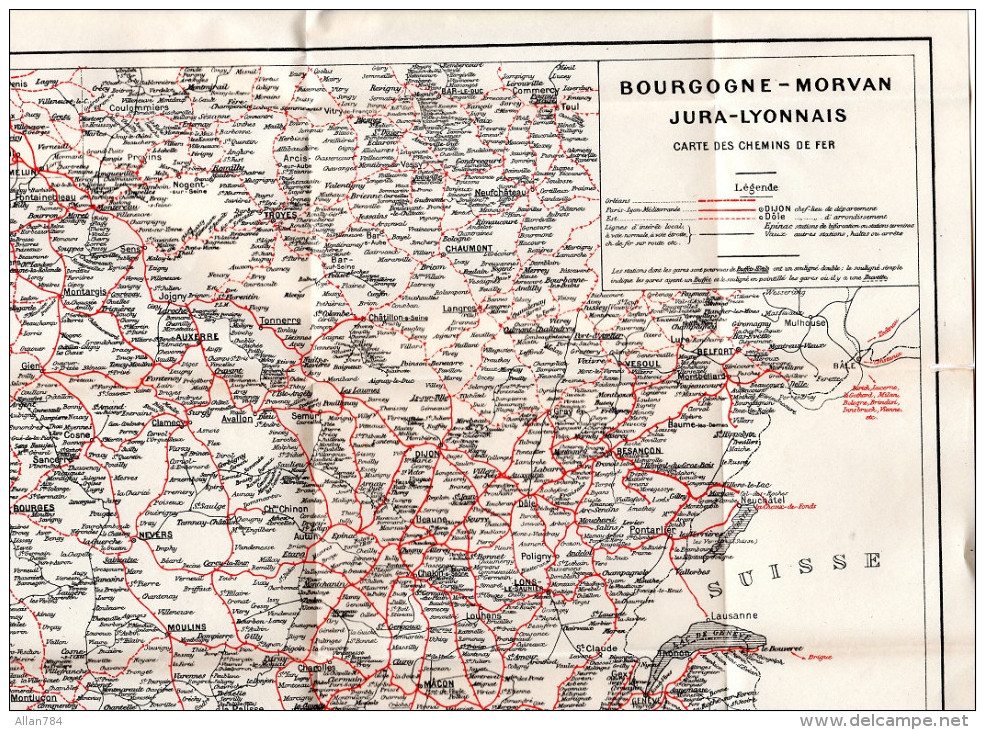 1919-1ère EDITION GUIDE BLEU HACHETTE BOURGOGNE FRANCHE-COMTE  MORVAN JURA LYONNAIS + CARTE CHEMINS DE FER - BON ETAT - - Michelin (guides)