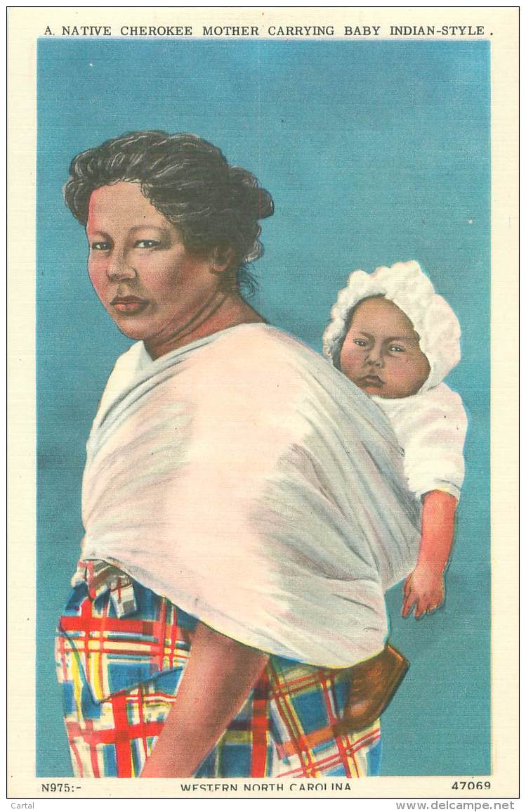 A Native Cherokee Mother Carrying Baby, Indian-Style, Western North California - Indiani Dell'America Del Nord