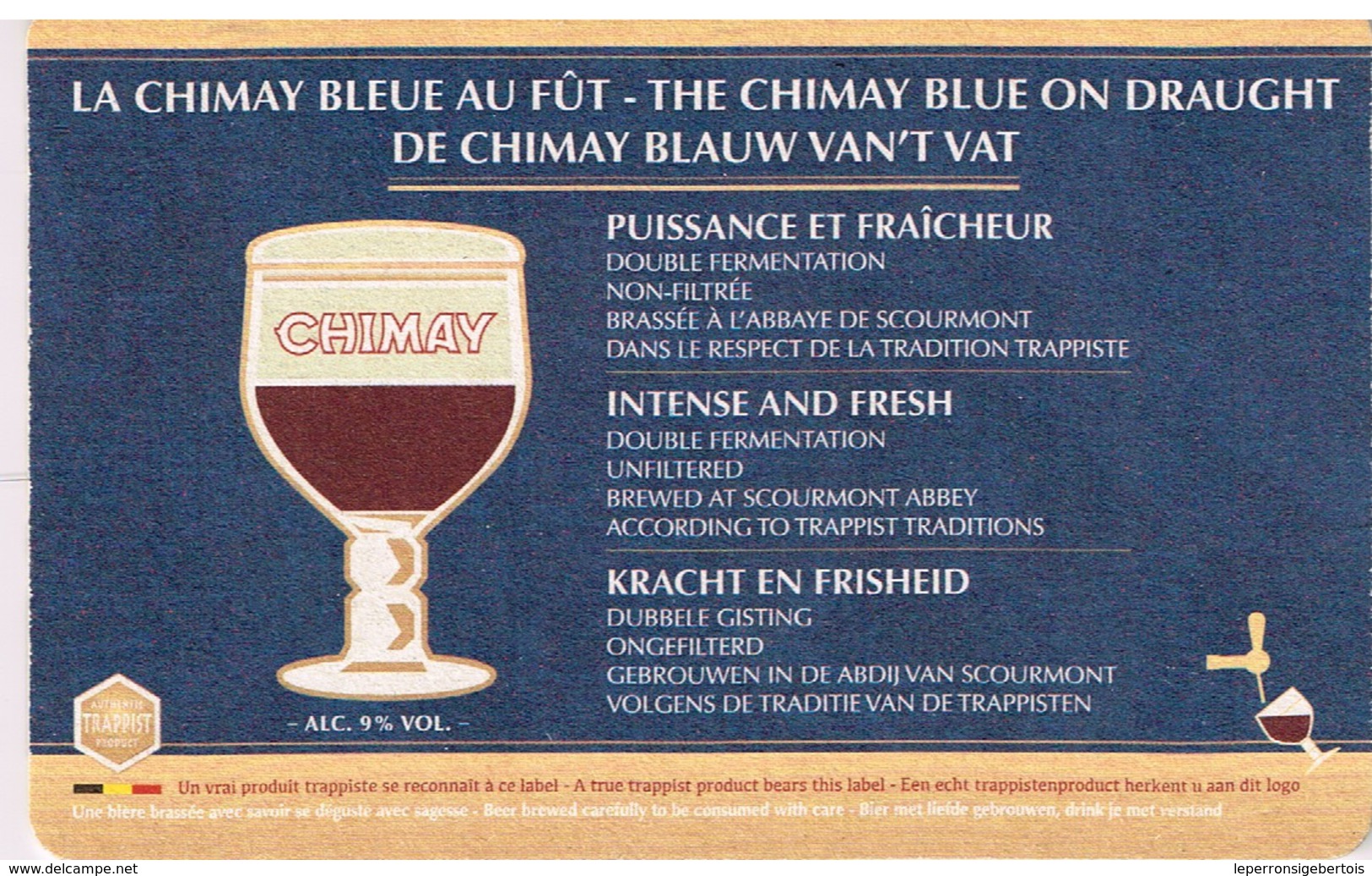 Sous Bock - Trappistes - Chimay Bleue  Au Fût - 2 Scans - Sous-bocks