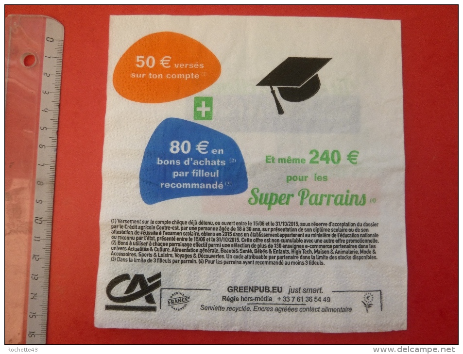 Serviette En Papier Publicitaire Crédit Agricole Pour Les étudiants - Serviettes Publicitaires