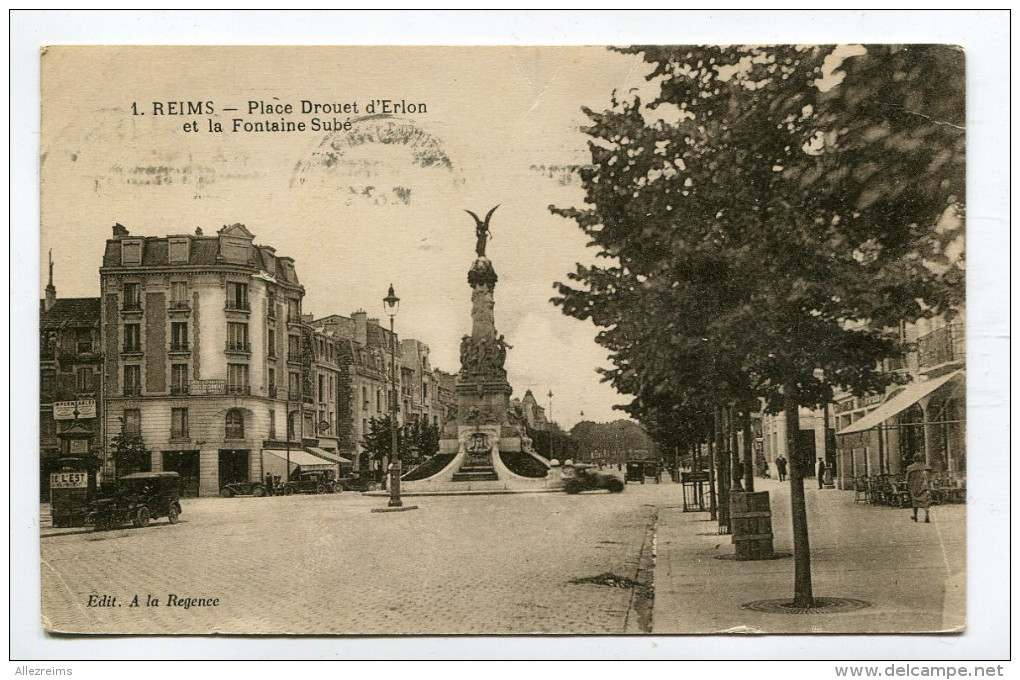 CPA  51  :  REIMS   Place D'Erlon Et Fontaine Subé    1928        A  VOIR  !!!!!!! - Reims