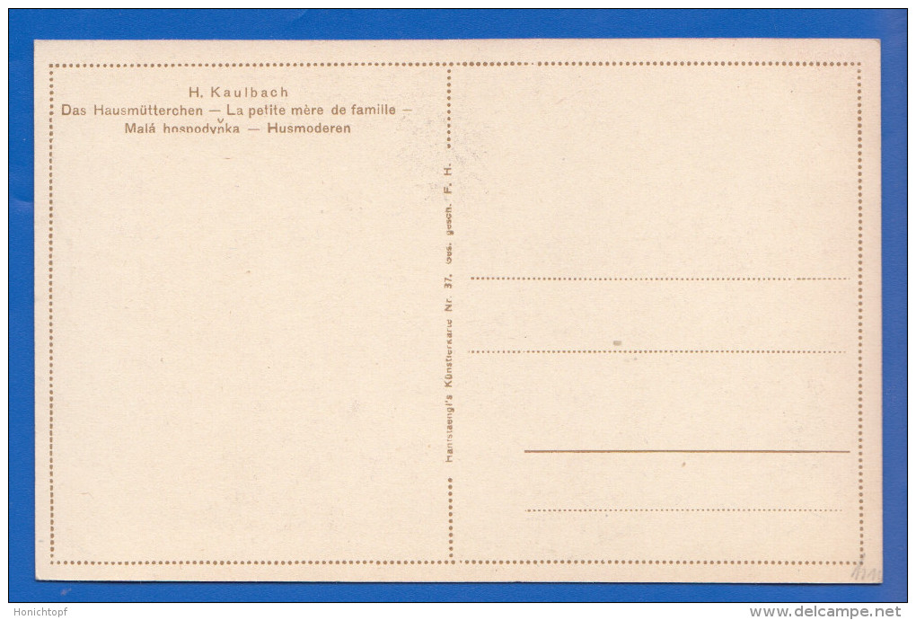 Malerei; Kaulbach H.; Der Hausmütterchen - Kaulbach, Hermann