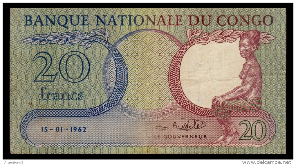 Congo 20 Francs 1962 F+ - Democratic Republic Of The Congo & Zaire