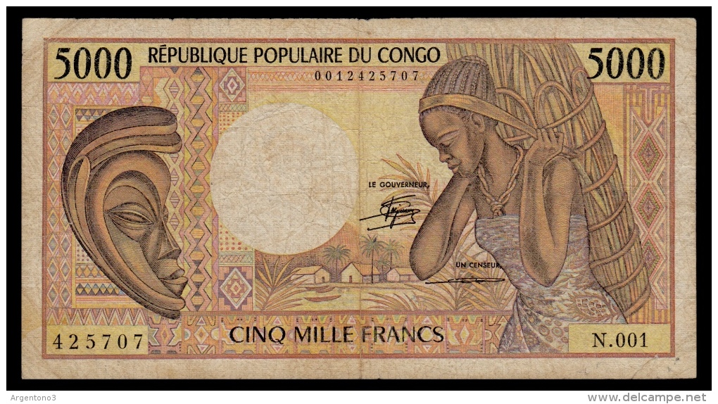 Congo 5000 Francs 1984 P.6a VG+ - Republic Of Congo (Congo-Brazzaville)