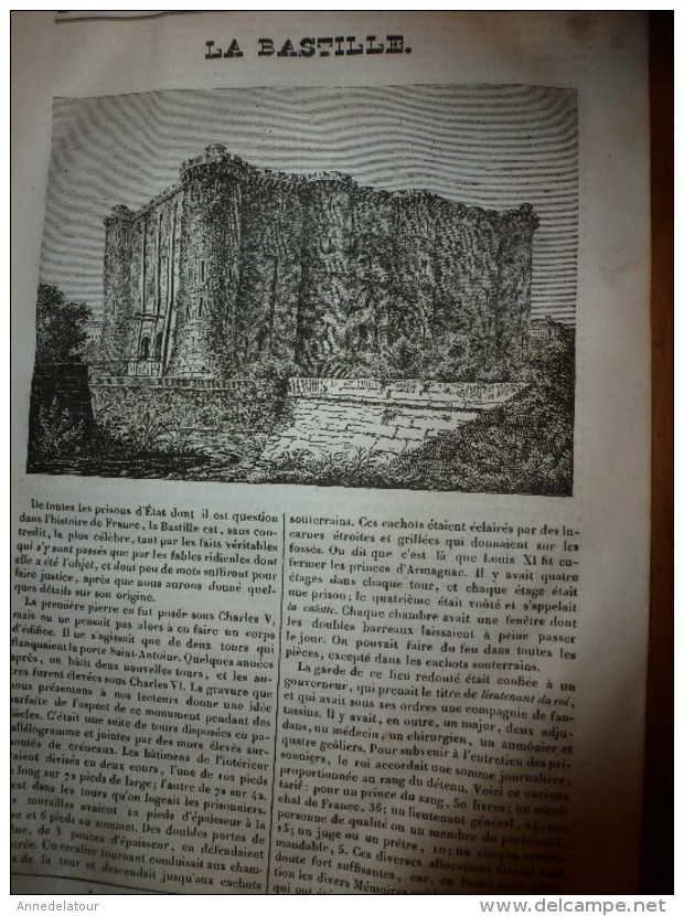 1833 LM :La BASTILLE; Les Caravansérails; L'AIGLE; Le Dattier ; FENELON ; Evènements En Ce Mois De Septembre - Non Classés