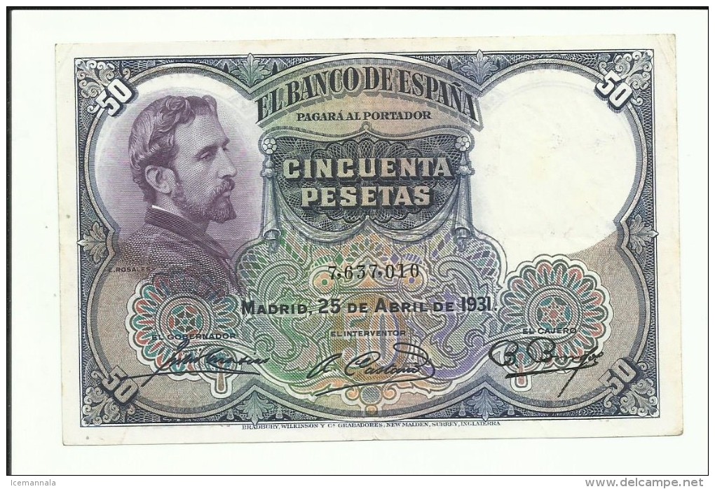 BILLETE  ESPAÑA   50 PESETAS - 50 Peseten