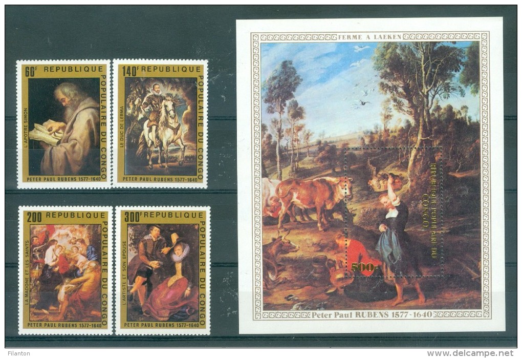 CONGO (BRAZZAVILLE) - S.G. Nr 596/599 + MS 600  - P.P. Rubens - Cote 13,90 GBP - Neufs