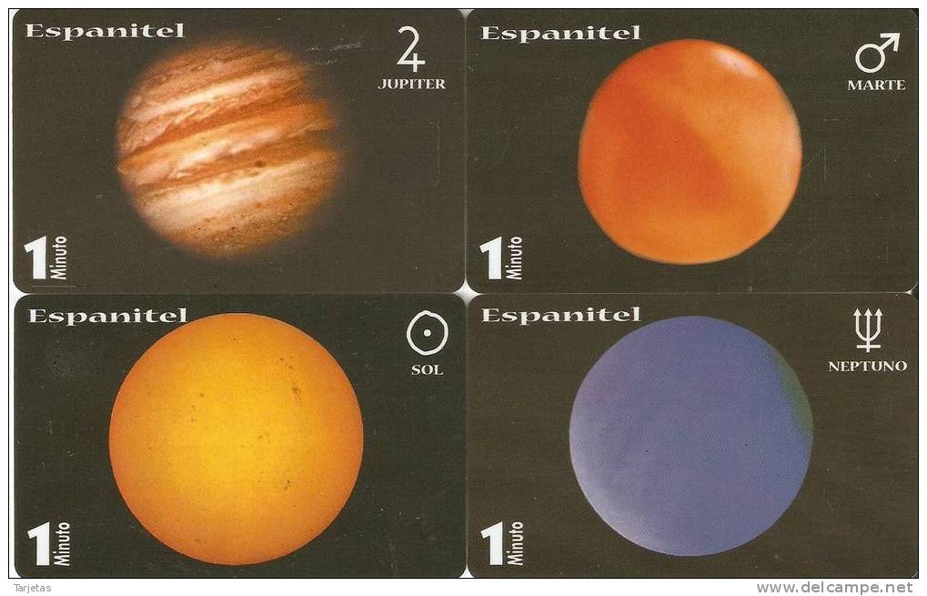 SERIE DE 4 TARJETAS DE ESPAÑA DE PLANETAS DE TIRADA 250 NUEVAS-MINT (PLANET) ESPANITEL - Astronomy