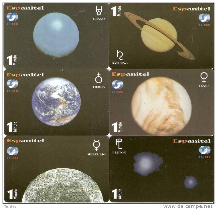 SERIE DE 6 TARJETAS DE ESPAÑA DE PLANETAS DE TIRADA 250 NUEVAS-MINT (PLANET) ESPANITEL - Astronomia