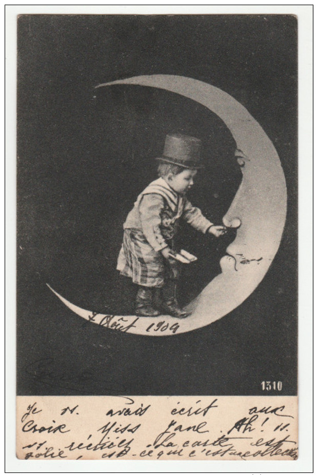 Enfant - Lune - Carte Précurseur - N° 1310 - 2 Scans - Autres & Non Classés