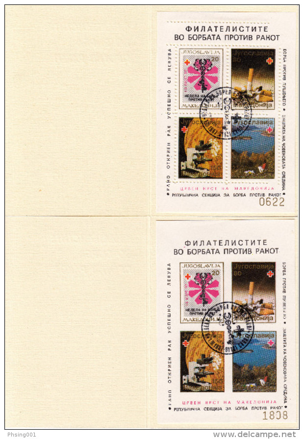 Yugoslavia 1987 Red Cross, Cancer, Imperforated + Perforated Booklet USED With BLACK Commemorative Postmark - Impuestos