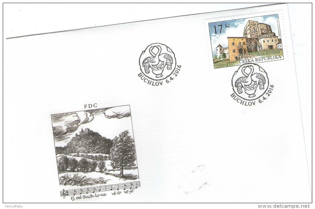 Year 2016 - Castle Buchlov, FDC, Folk Song From Buchlov Wind Blows - FDC