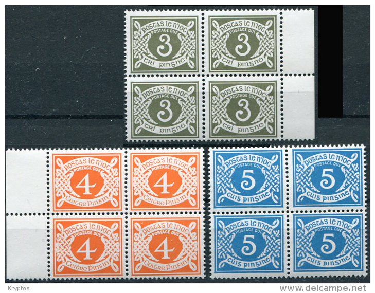 Ireland - Postage Due 1978 3p & 4 P & 5p WITHOUT Watermark In Blocks Of 4 - Segnatasse
