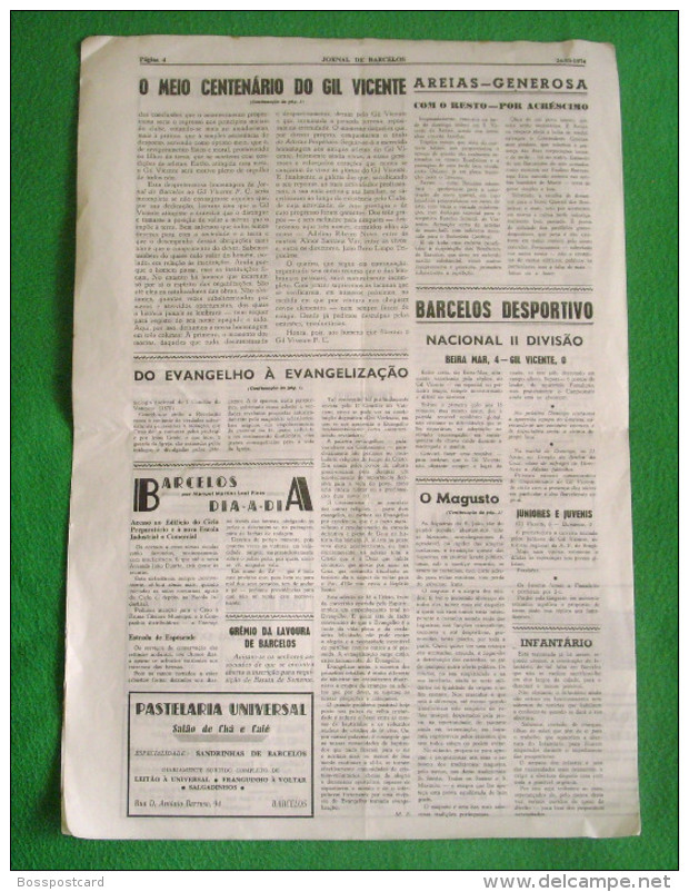 Barcelos - Jornal De Barcelos Nº 1269 De 24 De Outubro De 1974 - Revues & Journaux