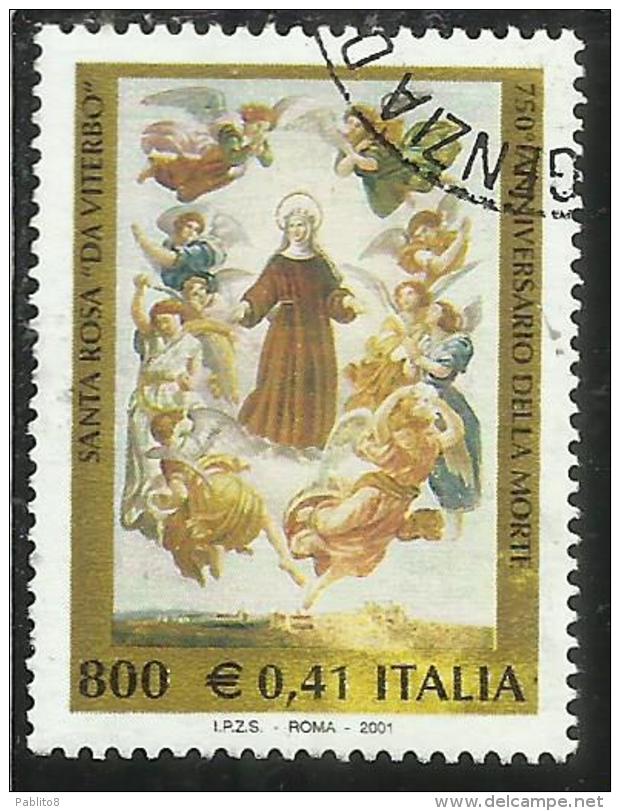 ITALIA REPUBBLICA ITALY REPUBLIC 2001 SANTA ROSA DA VITERBO USATO USED OBLITERE´ - 2001-10: Usati