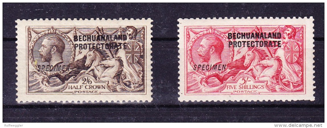 Bechuanaland 1914 SG 83*/84s* 2.6 Und 5 Shilling Aufdruck Specimen - 1885-1964 Protectorat Du Bechuanaland