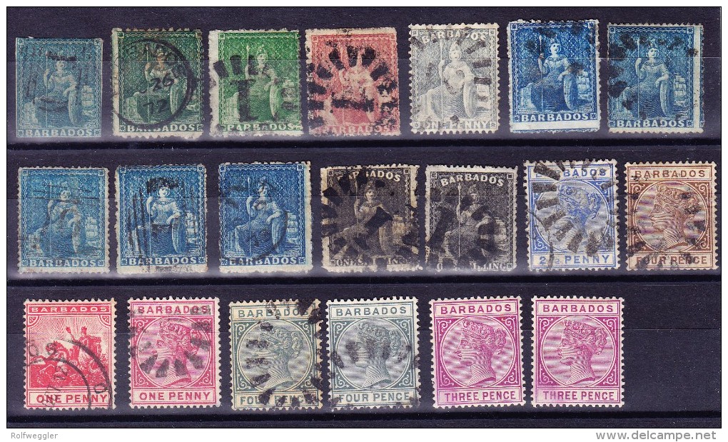 Barbados Kleine Sammlung 1885-1892 Mit 18 Gest. Und 2 Mit Falz Marken - Barbados (...-1966)