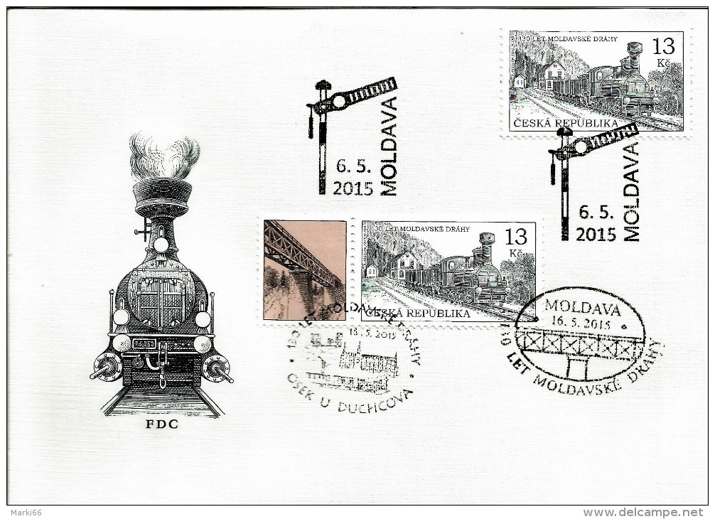 Czech Republic - 2015 - Technical Monuments - 130 Years Of The Moldava-Saxony Railway - FDC With Special Postmarks - FDC