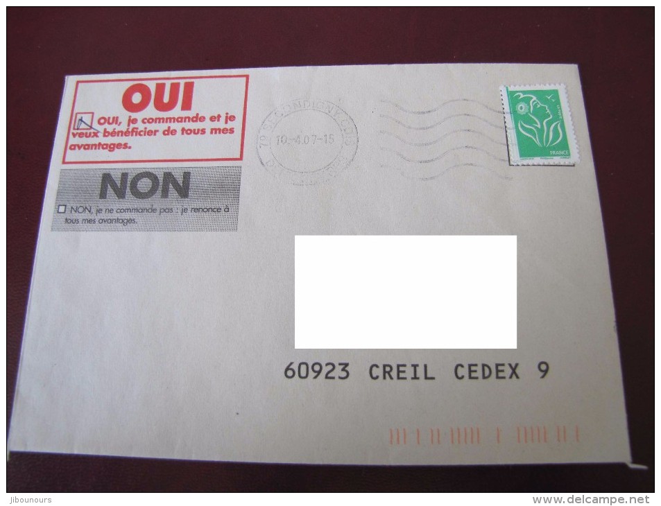 Variété Tvp Vert Marianne De Lamouche  Griffe Oblitéré Sur Lettre - Storia Postale