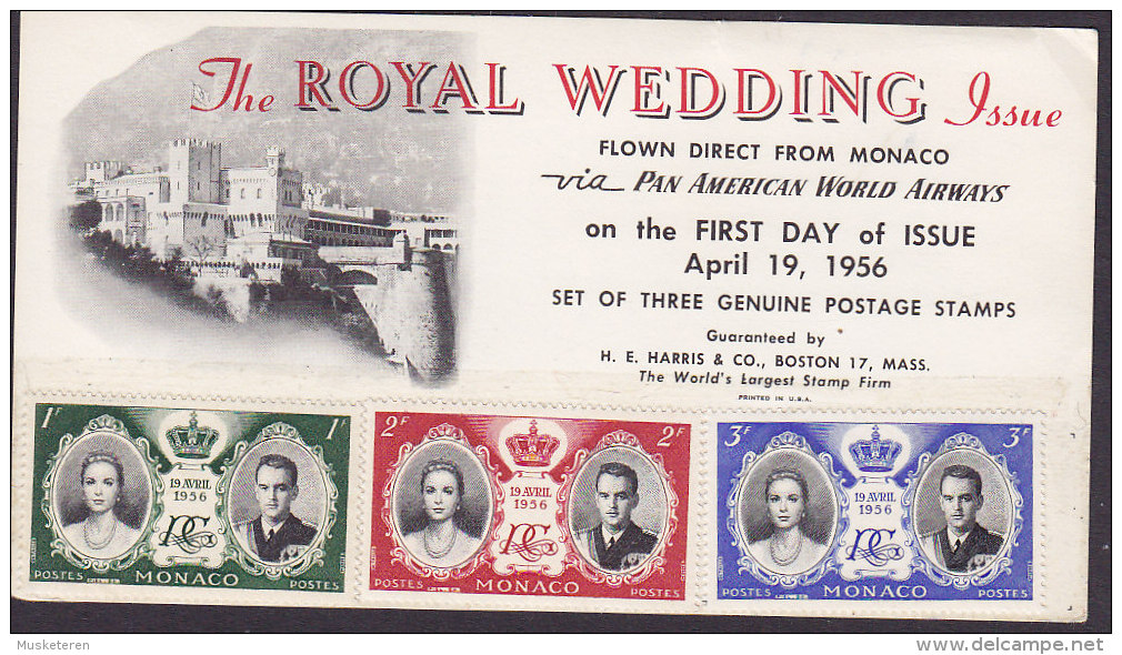 Monaco CPA The Royal Wedding Issue 1956 Card Karte Via PAN AMERICAN WORLD AIRWAYS Rainier  & Grace Kelly - Lettres & Documents