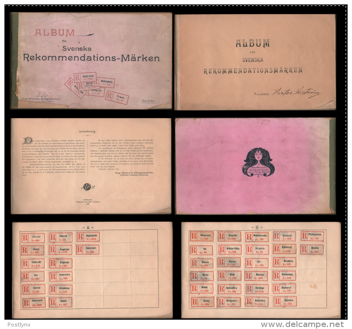 BID SWEDEN Registered Mail Labels Svenska Rekommedationsmärken ALBUM A-Ö - Variétés Et Curiosités