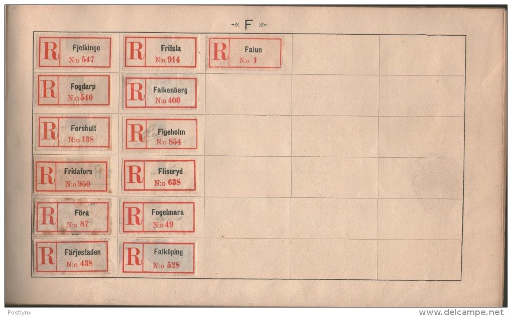 BID SWEDEN Registered Mail Labels Svenska Rekommedationsmärken ALBUM A-Ö - Errors, Freaks & Oddities (EFO)