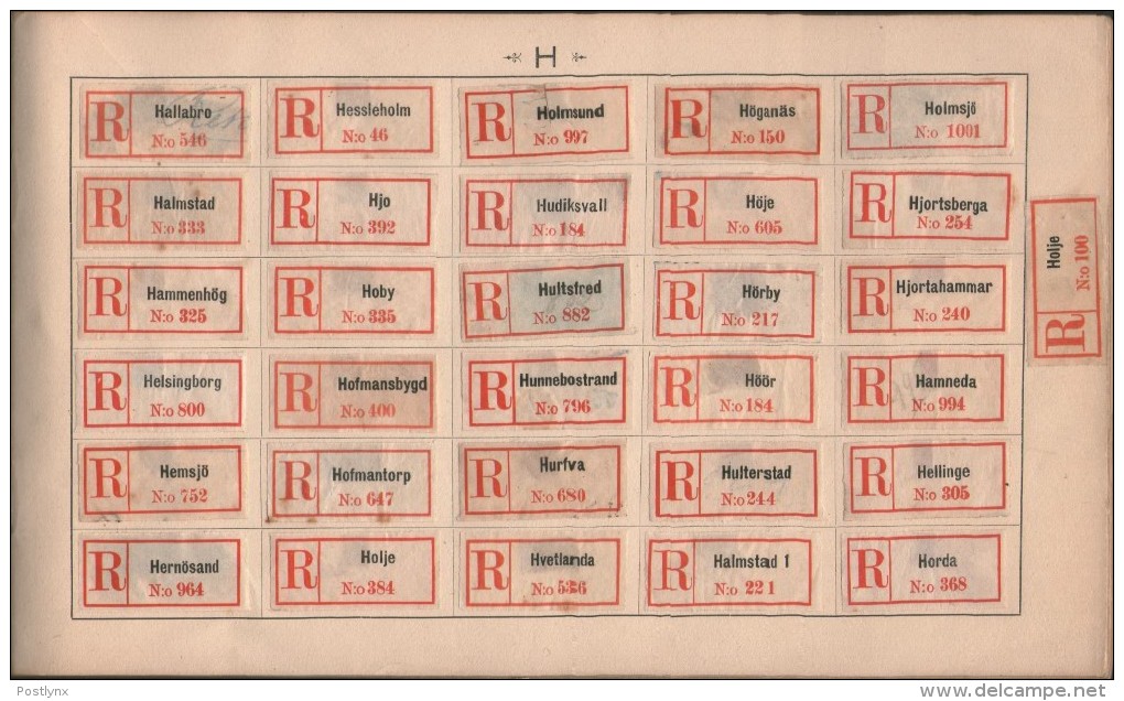 BID SWEDEN Registered mail labels svenska rekommedationsmärken ALBUM A-Ö