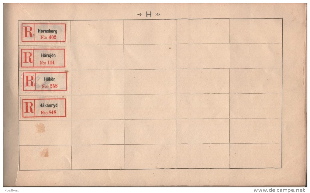 BID SWEDEN Registered mail labels svenska rekommedationsmärken ALBUM A-Ö