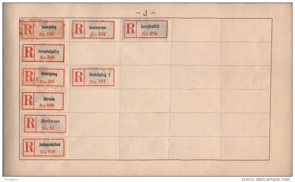 BID SWEDEN Registered mail labels svenska rekommedationsmärken ALBUM A-Ö