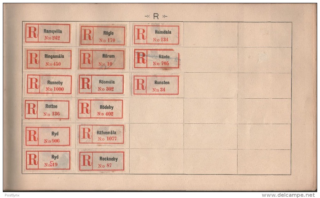 BID SWEDEN Registered mail labels svenska rekommedationsmärken ALBUM A-Ö