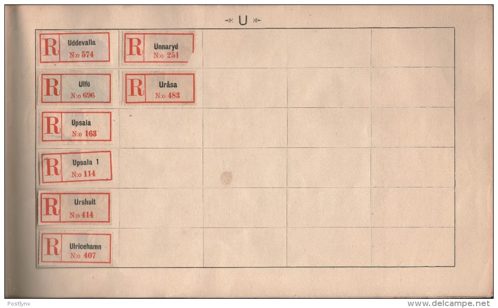 BID SWEDEN Registered mail labels svenska rekommedationsmärken ALBUM A-Ö