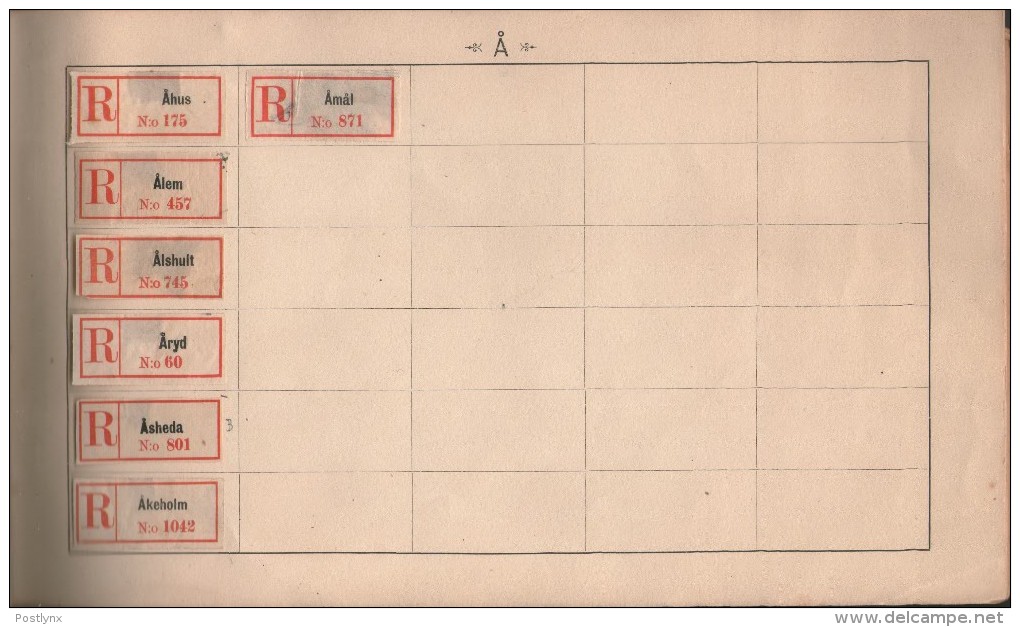 BID SWEDEN Registered mail labels svenska rekommedationsmärken ALBUM A-Ö