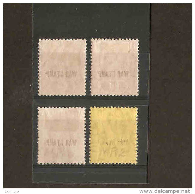 VIRGIN ISLANDS 1916 - 1919 WAR STAMPS SET SG 78, 78b,  78c, 79 LIGHTLY MOUNTED MINT/ MOUNTED MINT Cat £10.75 - British Virgin Islands