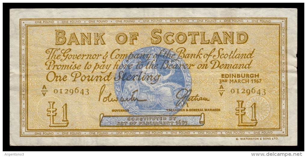 Scotland 1 Pound 1967 P.105b F+ - 1 Pond