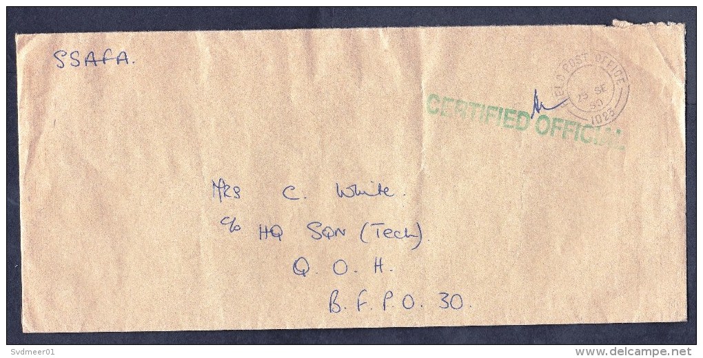 UK: Field Post Cover, 1990, HQ 1st Battalion Scots Guards, Certified Official, Army, Military (minor Crease) - Brieven En Documenten