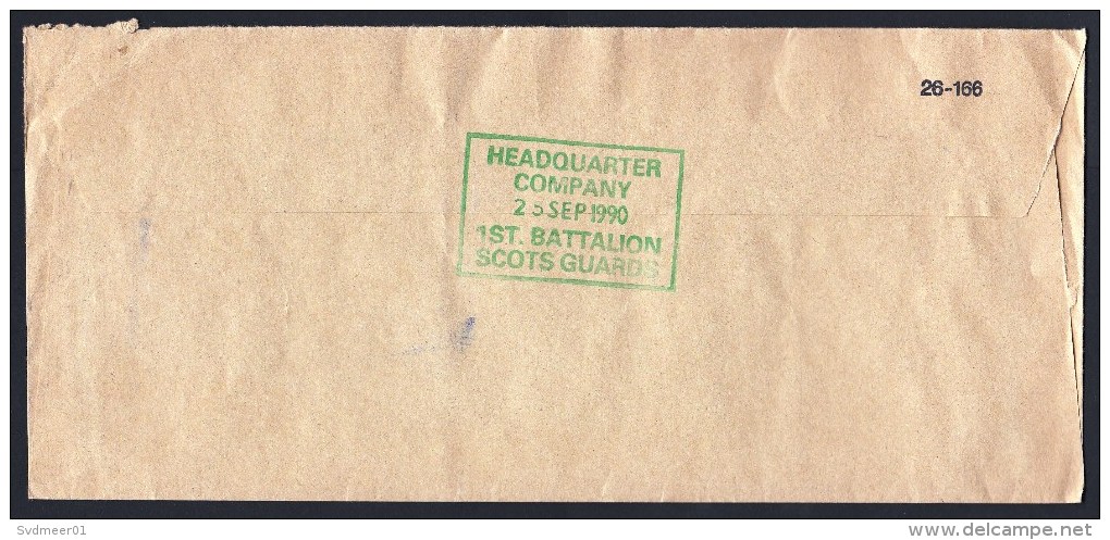 UK: Field Post Cover, 1990, HQ 1st Battalion Scots Guards, Certified Official, Army, Military (minor Crease) - Brieven En Documenten