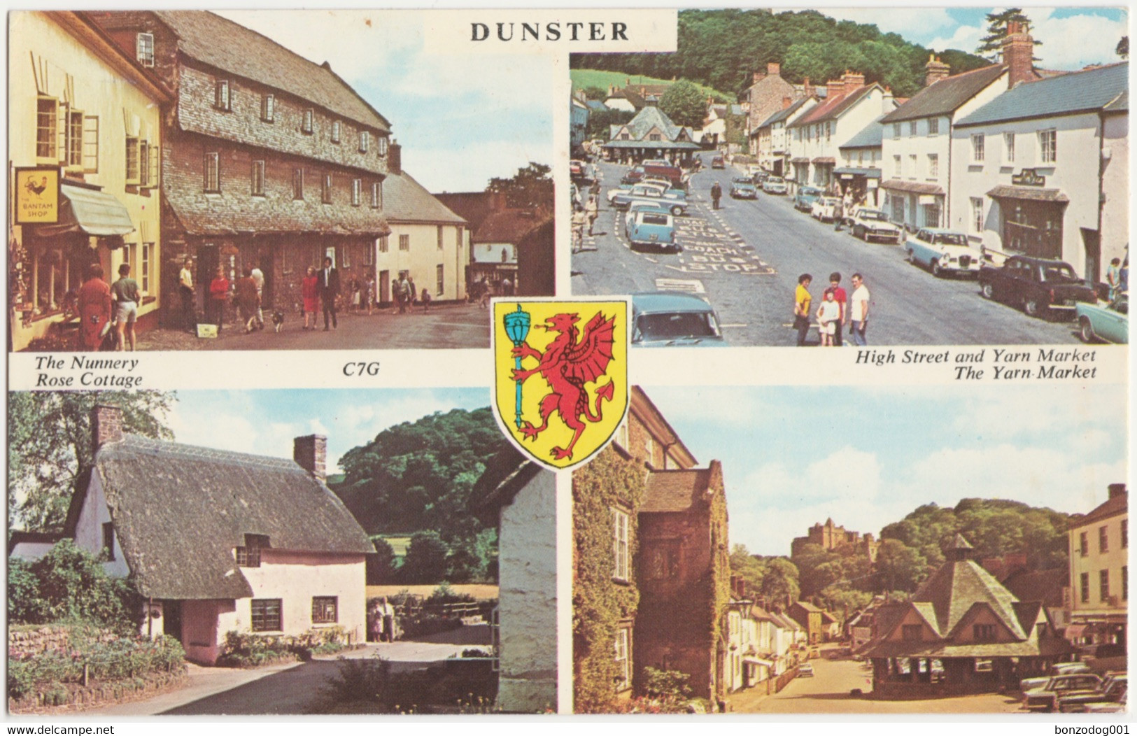 Dunster, Somerset Multiview. The Nunnery, Rose Cottage, High Street, The Yarn Market. Unposted - Cheddar