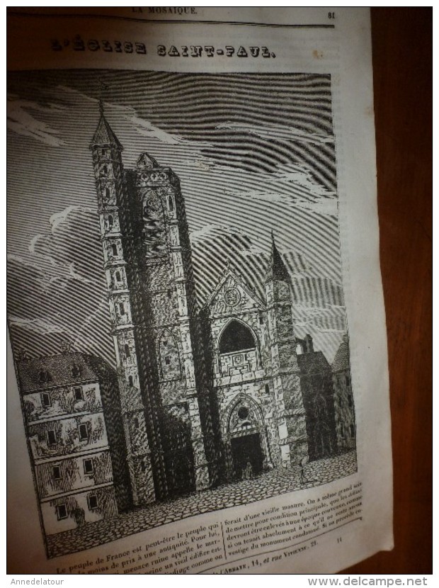 1833 LM :L'église Saint-Paul Où Henri III Fit élever Les Tombeaux De 3 De Ses Mignons;Le VAUTOUR;Pierre-le-Grand;L'ours - Non Classés