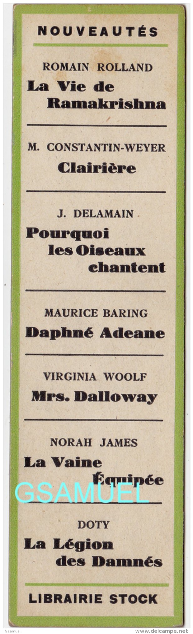 Marque Page - Erich Maria Remarque A L´Ouest Rien De Nouveau. (Format 18 Cm Par 5 Cm Env). - (voir Scan). - Marque-Pages