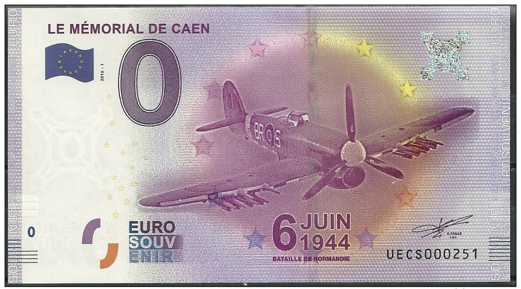 Billet Touristique 0 Euro  2016  Le Mémorial De Caen - Essais Privés / Non-officiels