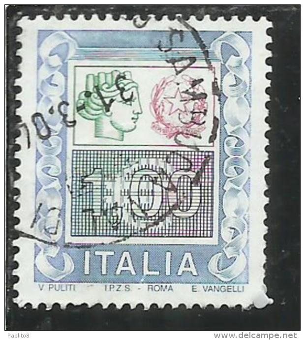 ITALIA REPUBBLICA ITALY REPUBLIC 2002 ALTI VALORI HIGH VALUE € 1,00 USATO USED OBLITERE´ - 2001-10: Usati