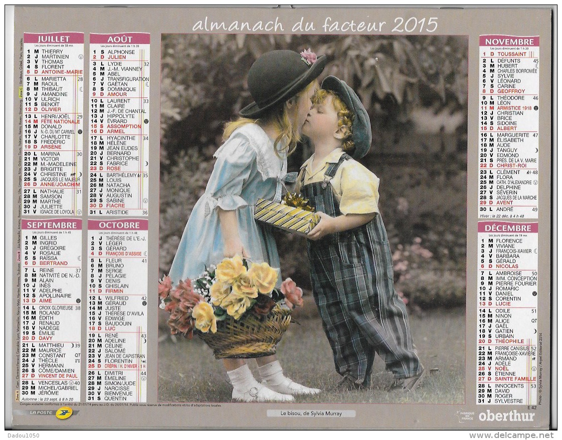 Calendrier Des Postes ,saone Et Loire 2015 - Big : 2001-...