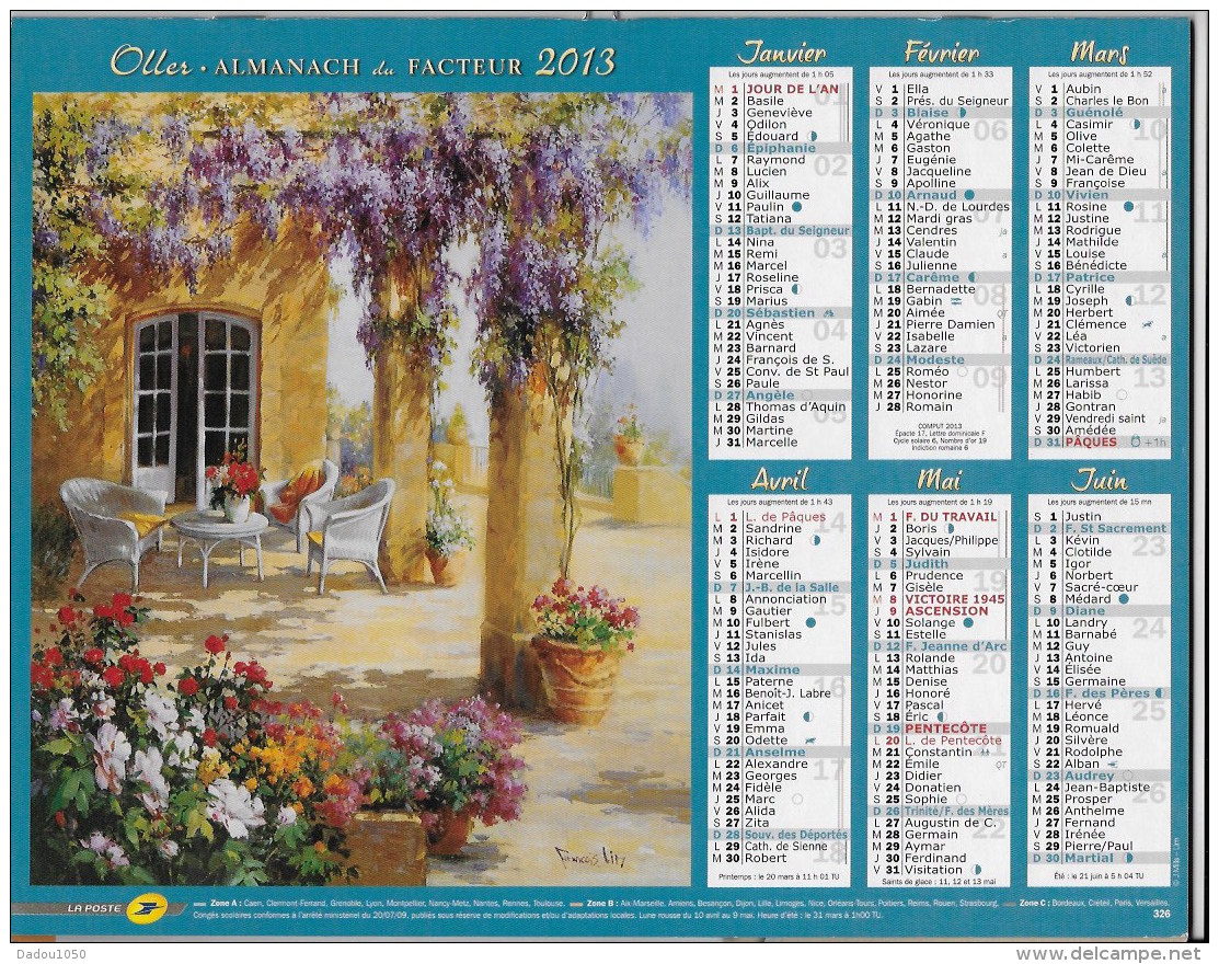 Calendrier Des Postes ,saone Et Loire 2013 - Grand Format : 2001-...