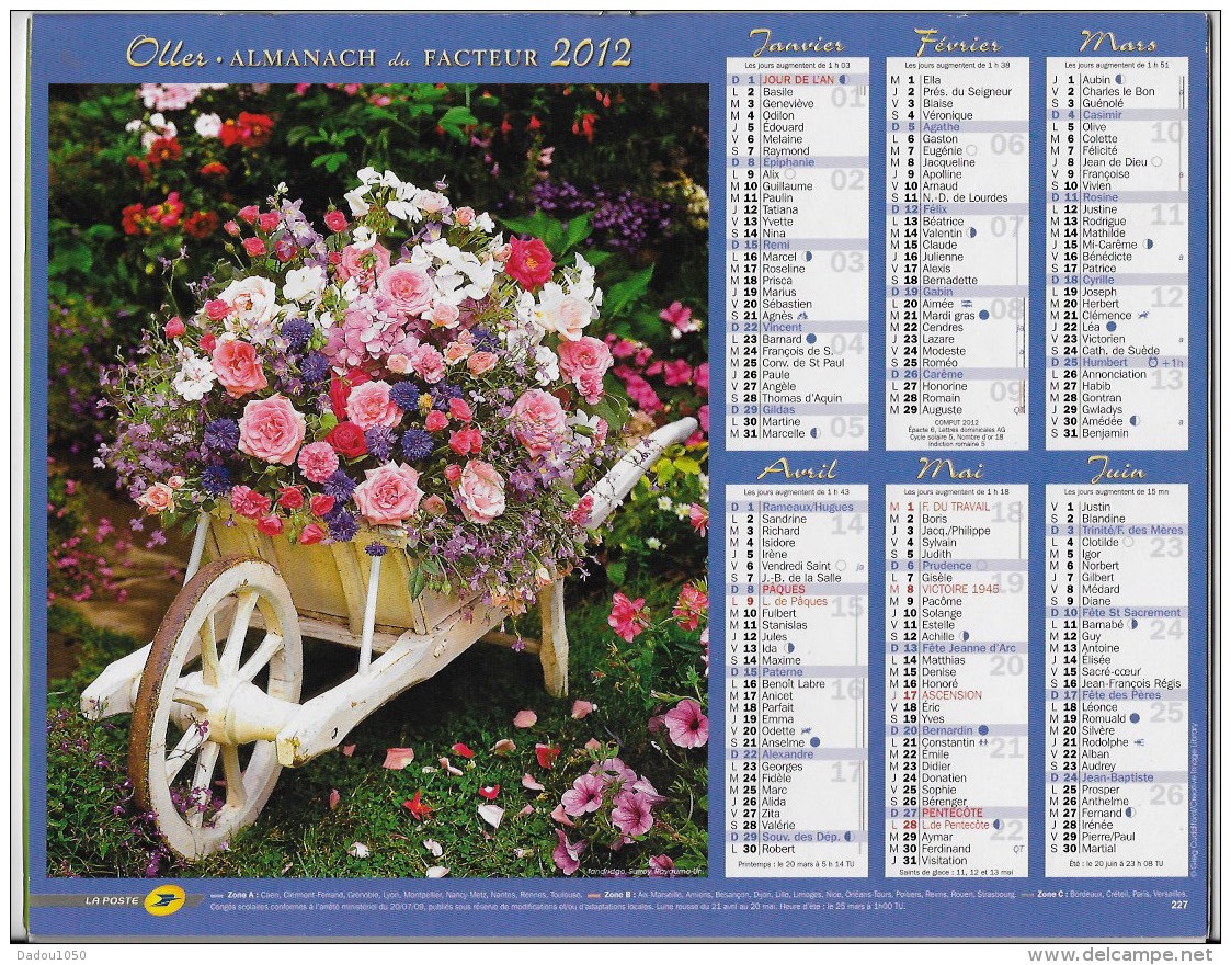 Calendrier Des Postes ,saone Et Loire 2012 - Grand Format : 2001-...