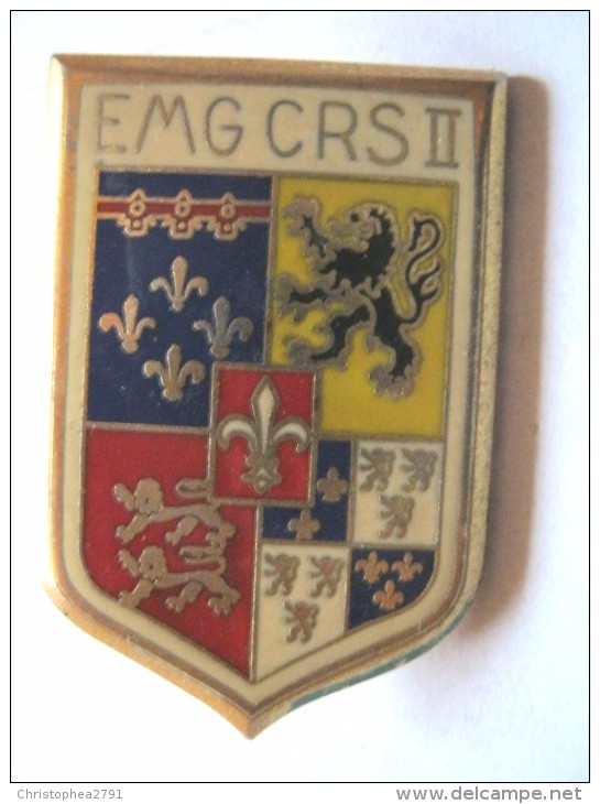 INSIGNE DE LA POLICE NATIONALE CRS COMPAGNIE REPUBLICAINE DE SECURITE EMG CRS II  Y.DELSART ETAT EXCELLENT - Policia